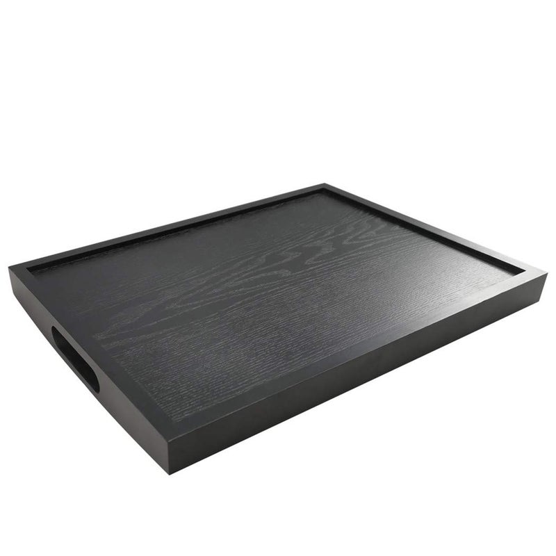 DILLMAN Serving Tray Large Black Wood Rectangle Food Tray Butler Tray Breakfast Tray with Handles (Medium) - Image 5